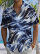 Alohadaddy® Casual Abstract Texture Gradient Art Print Chest Pocket Moisture Wicking Large Size Long Hawaiian Shirt