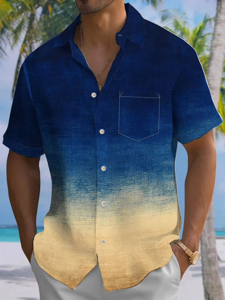 Alohadaddy® Vintage Gradient Print Chest Pocket Men&