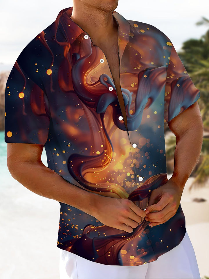 Alohadaddy® Casual Abstract Texture Print Chest Pocket Men&