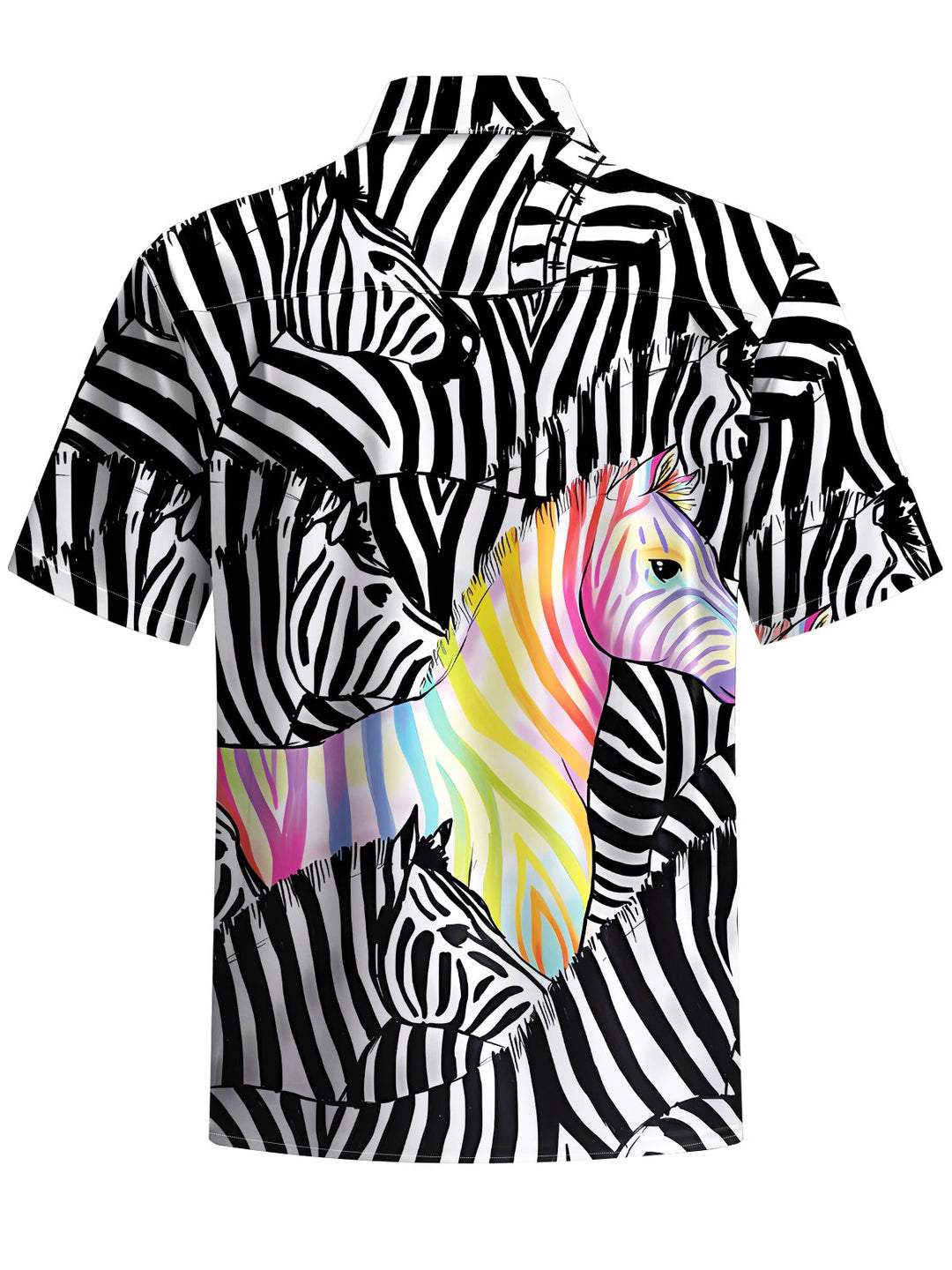 Alohadaddy® Casual Zebra Art Print Chest Pocket Mens Short Sleeve Shirt Big &amp; Tall