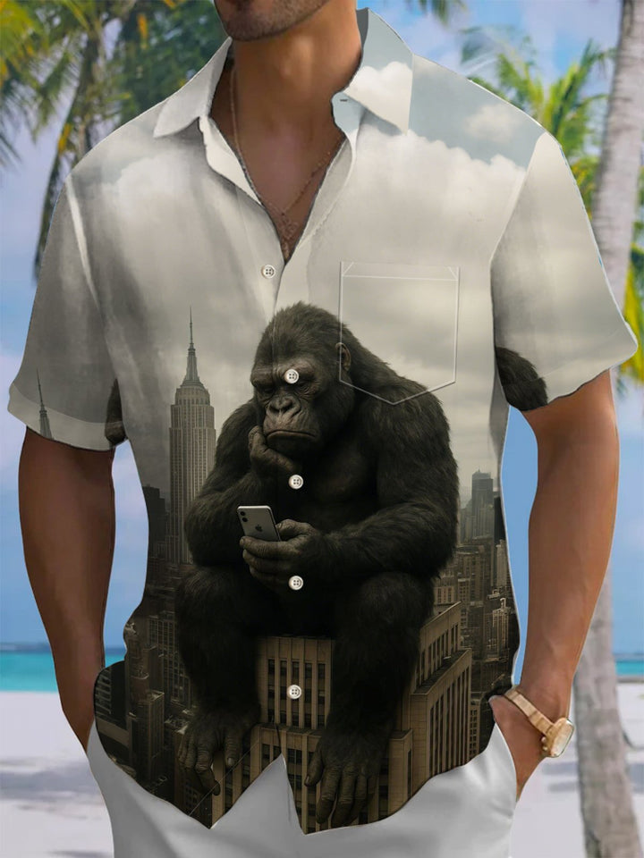 Alohadaddy® Vintage Diamond Art Print Chest Pocket Men&