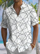 Alohadaddy® Casual Geometric Art Print Chest Pocket Mens Short Sleeve Shirt Big & Tall