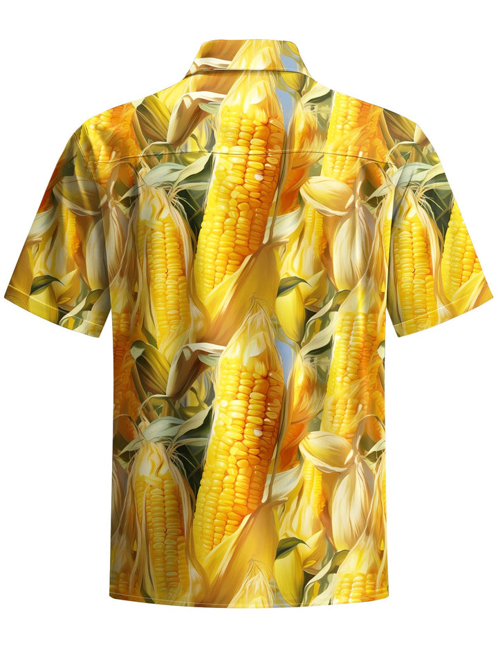 Alohadaddy® Casual Corn Art Print Chest Pocket Men&