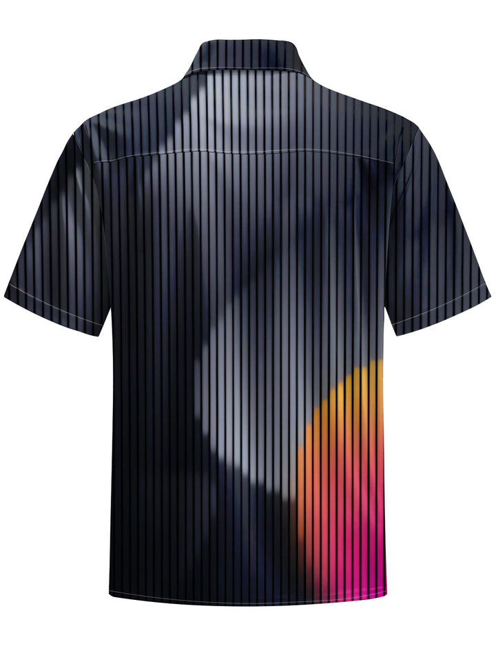 Alohadaddy® Casual Stripes Print Art Chest Pocket Men&