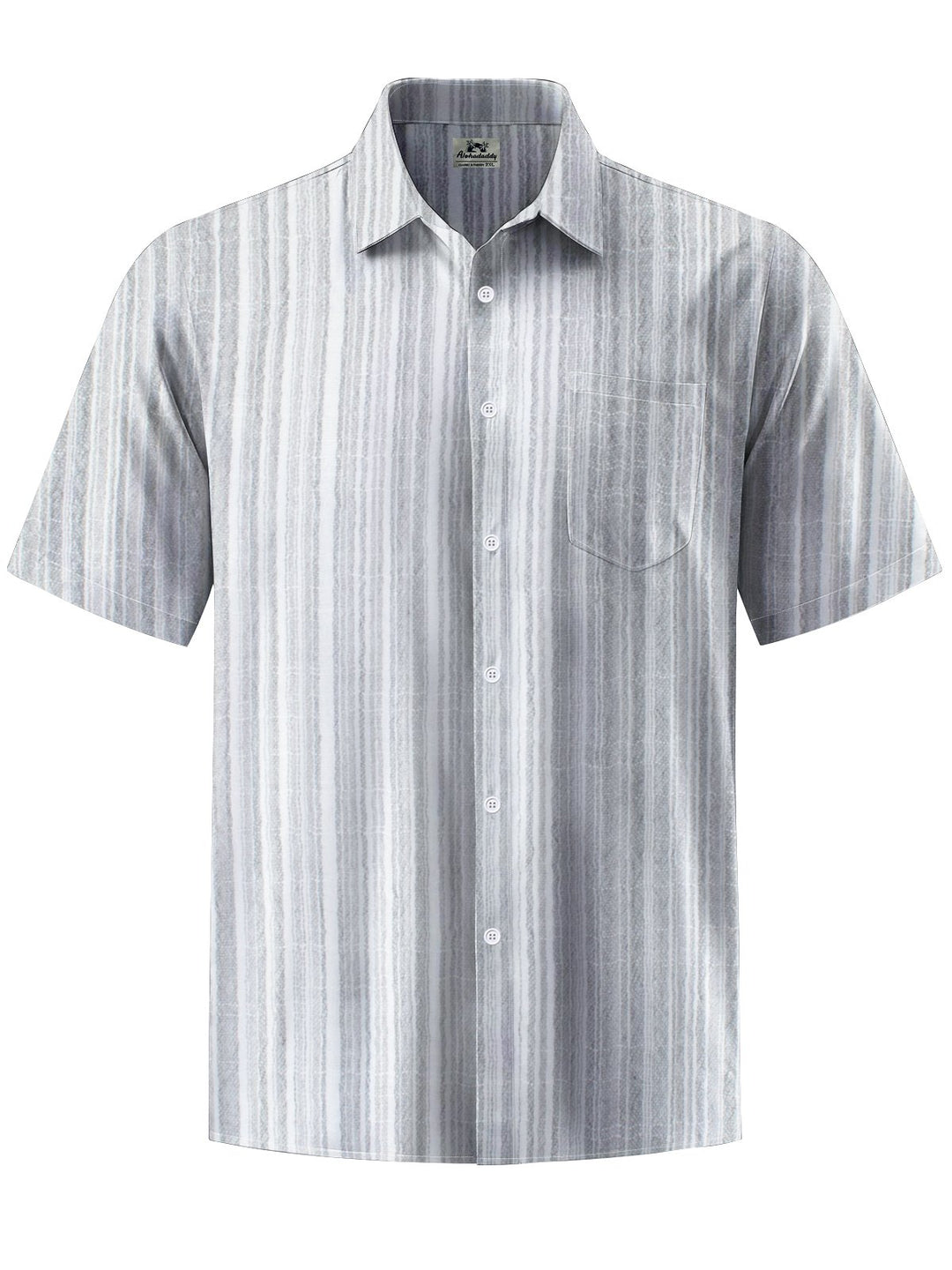 Alohadaddy® Casual Stripe Art Print Chest Pocket Men&