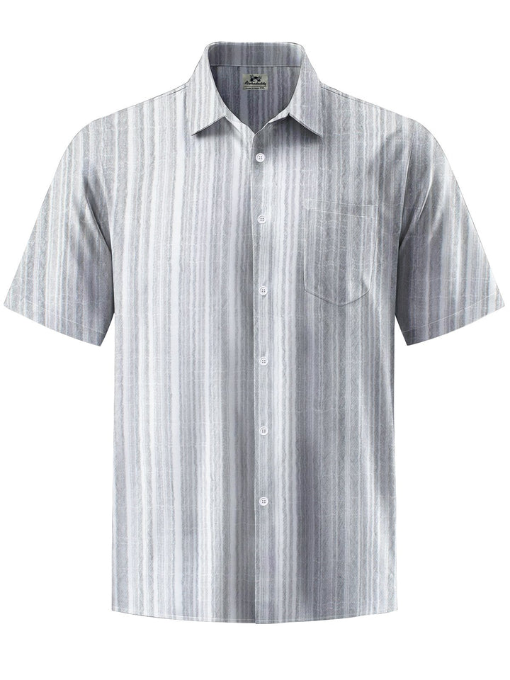 Alohadaddy® Casual Stripe Art Print Chest Pocket Men&