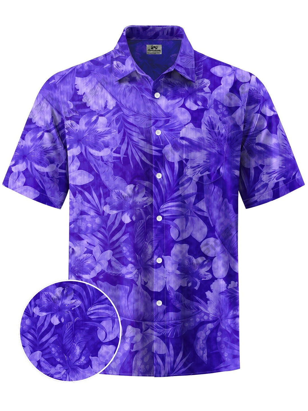Alohadaddy® Hawaiian Flower Art Print Chest Pocket Mens Short Sleeve Shirts Big &amp; Tall