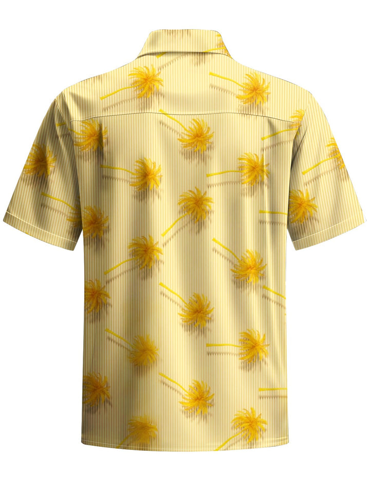Alohadaddy® Hawaii Palm Tree Art Print Chest Pocket Mens Short Sleeve Shirt Big &amp; Tall