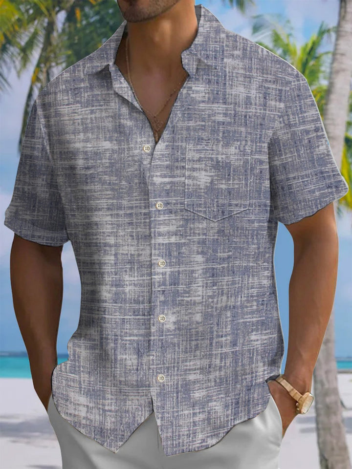 Alohadaddy® Casual Plaid Art Print Chest Pocket Mens Short Sleeve Shirt Big &amp; Tall