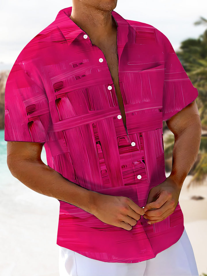 Alohadaddy® Casual Abstract Art Print Chest Pocket Mens Short Sleeve Shirt Big &amp; Tall