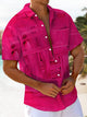 Alohadaddy® Casual Abstract Art Print Chest Pocket Mens Short Sleeve Shirt Big & Tall