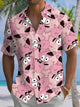 Alohadaddy® Hawaiian Cartoon Puppy Print Artwork Chest Pocket Men's Short Sleeve Shirt Big & Tall