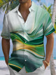 Alohadaddy® Casual Abstract Gradient Art Print Chest Pocket Men's Short Sleeve Shirt Big & Tall