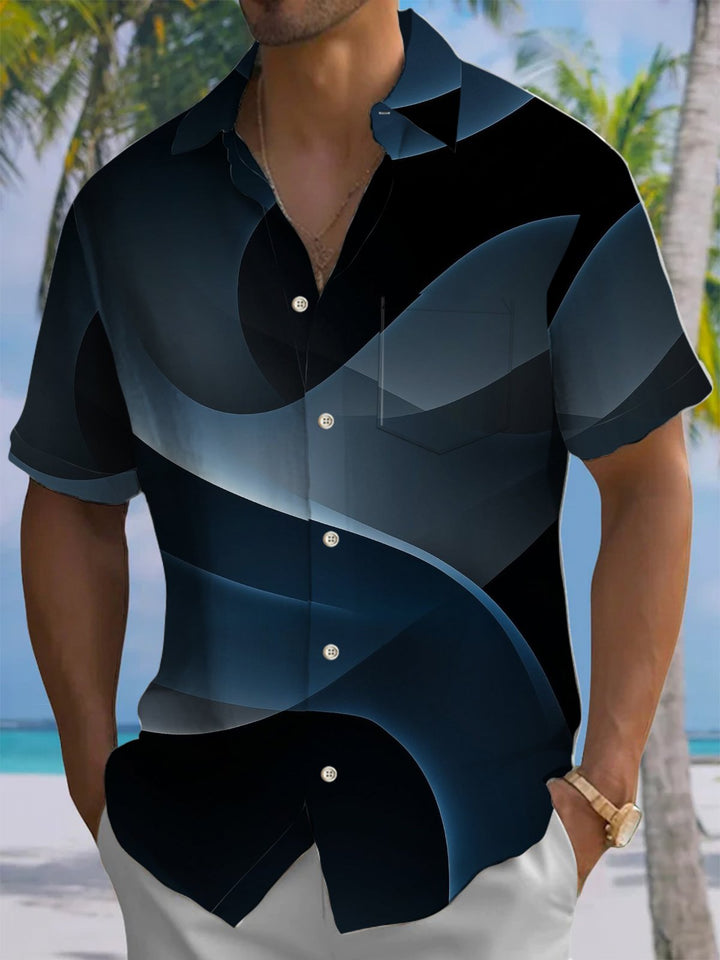 Alohadaddy® Casual Abstract Textured Art Print Chest Pocket Men&