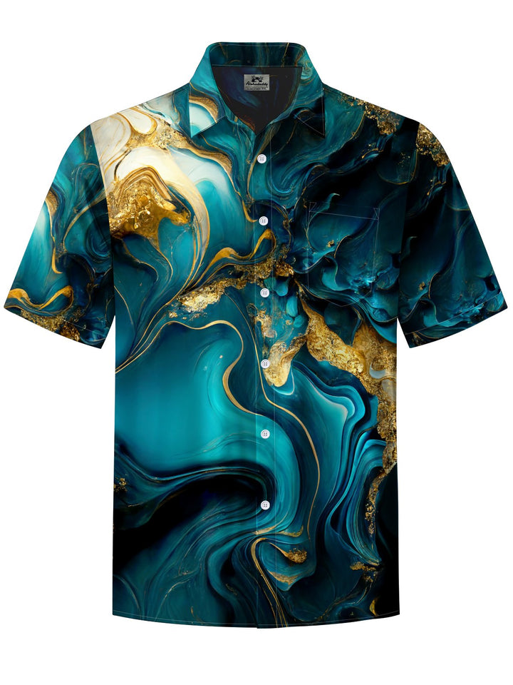 Alohadaddy® Vintage Abstract Texture Art Print Chest Pocket Men&
