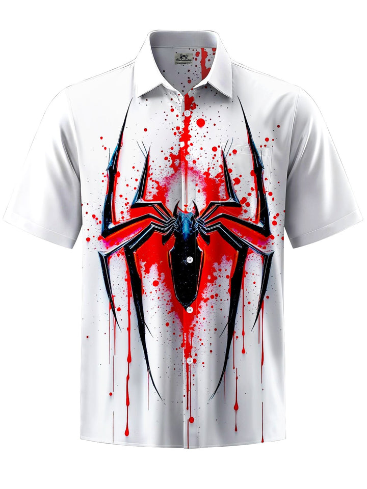 Alohadaddy® Casual Spider Painting Art Print Chest Pocket Men&