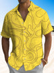 Alohadaddy® Hawaiian Abstract Art Print Chest Pocket Stretch Men's Short Sleeve Shirt Big & Tall