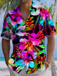 Alohadaddy® Hawaiian Hibiscus Flower Print with Chest Pocket on Men's Stretch Short Sleeve Shirt Big & Tall