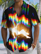 Alohadaddy® Casual Abstract Portrait Art Print Chest Pocket Stretch Men's Short Sleeve Shirt Big & Tall