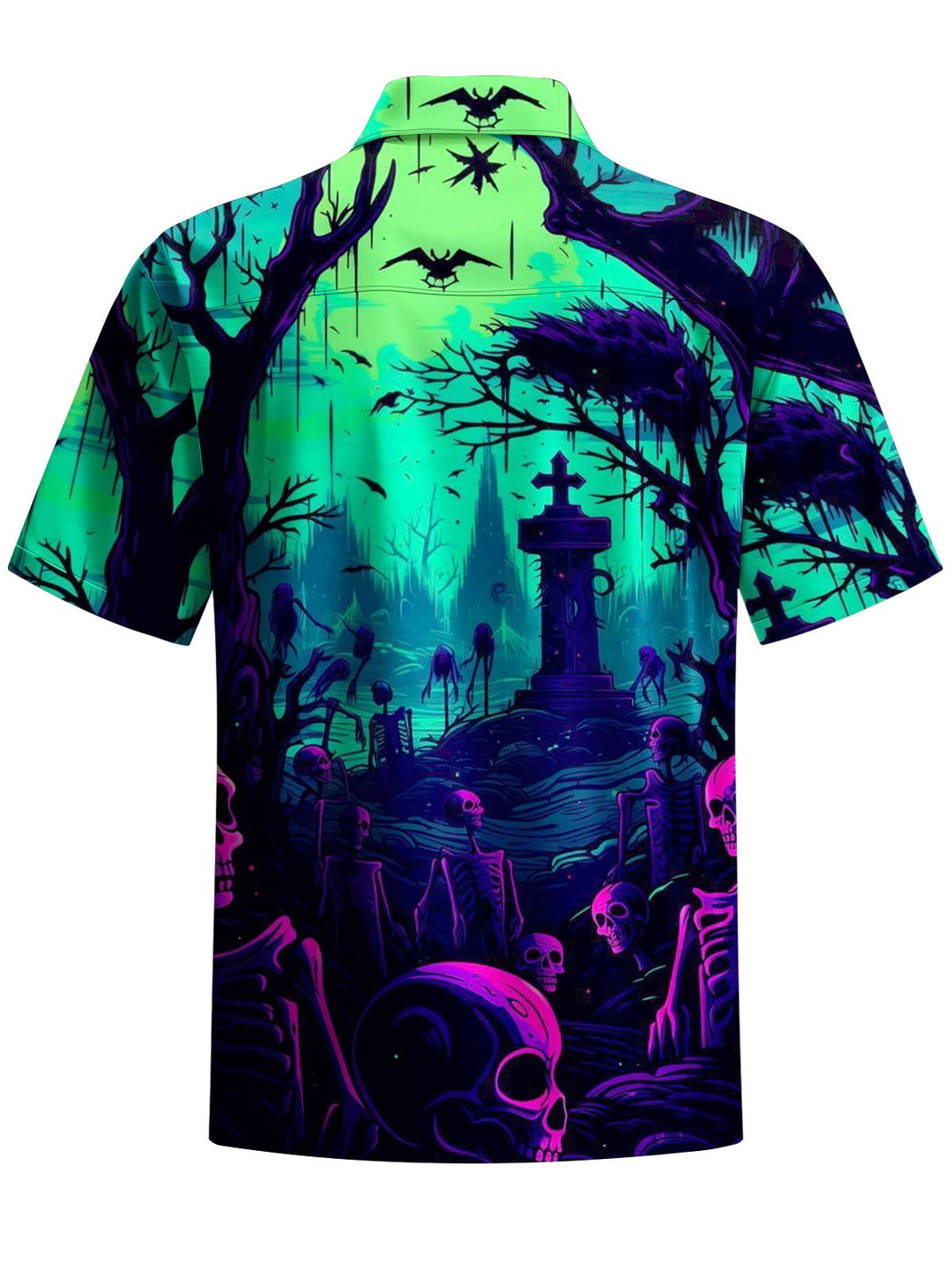 Alohadaddy® Halloween Skull Art Print Chest Pocket Men&