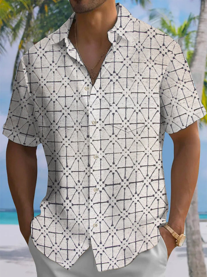 Alohadaddy® Casual Geometric Art Print Pocket Stretch Men&