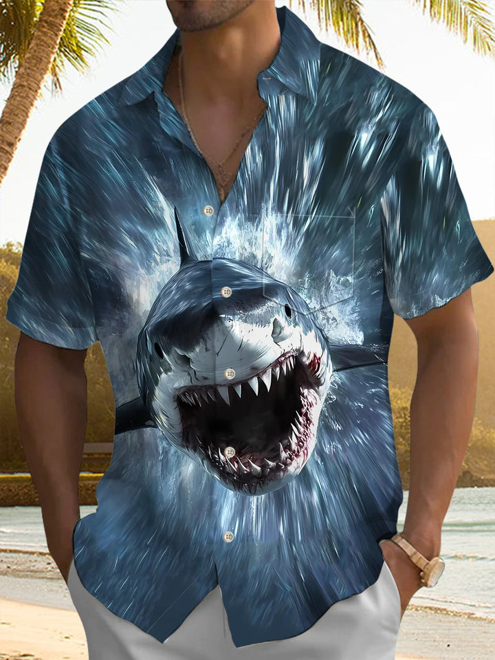 Alohadaddy® Casual Shark Print Art Stretch Men&