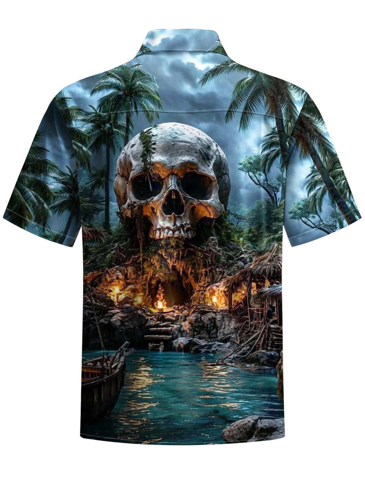 Alohadaddy® Hawaiian Skull Island Print Art Pocket Elastic Men&