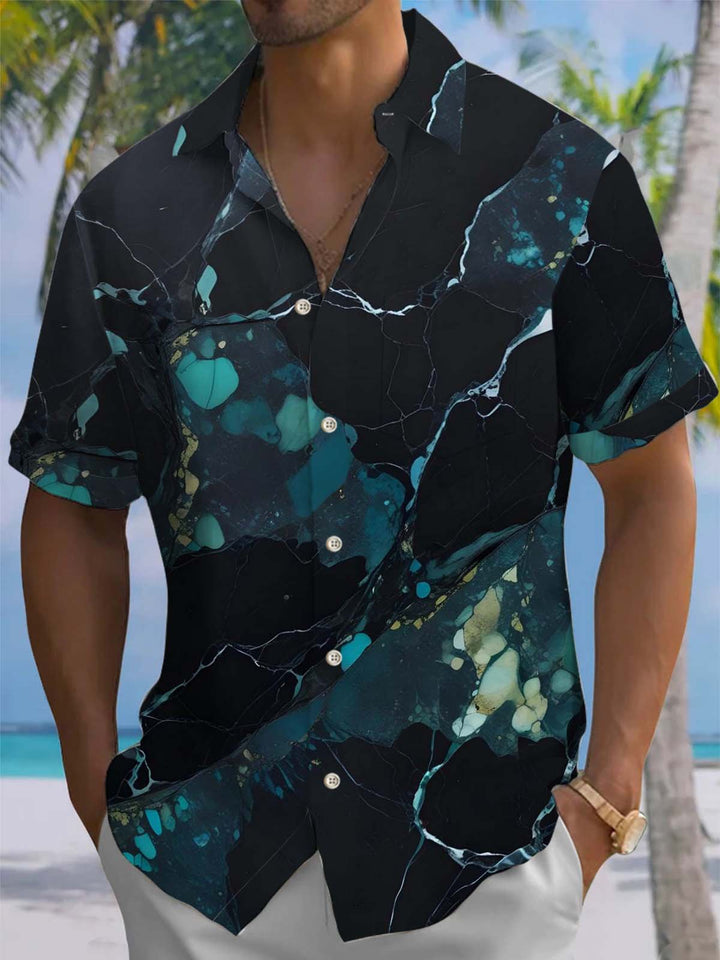 Alohadaddy® Retro Abstract Art Print Chest Pocket Stretch Men&