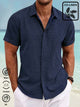 Chemise boutonnée à manches courtes pour homme en coton et lin Alohadaddy Basic