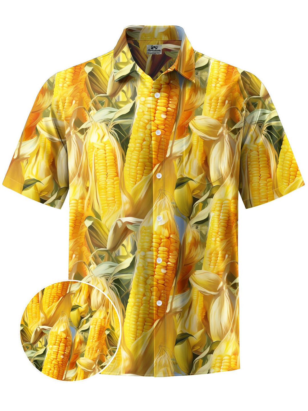 Alohadaddy® Casual Corn Art Print Chest Pocket Men&