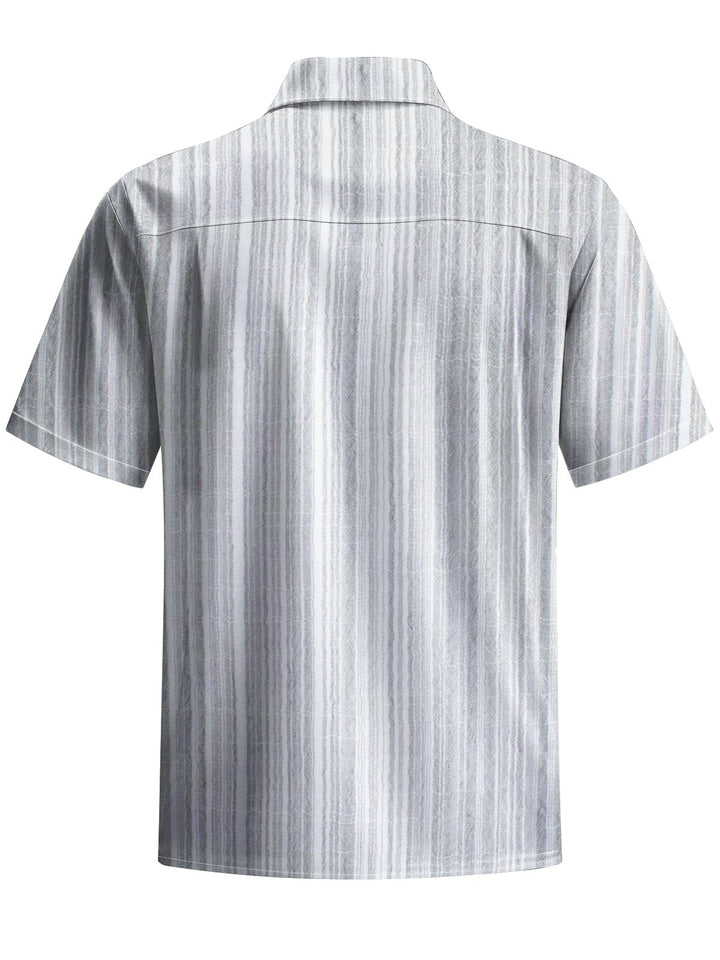 Alohadaddy® Casual Stripe Art Print Chest Pocket Men&