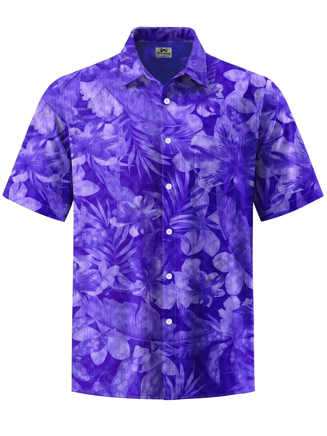 Alohadaddy® Hawaiian Flower Art Print Chest Pocket Mens Short Sleeve Shirts Big &amp; Tall