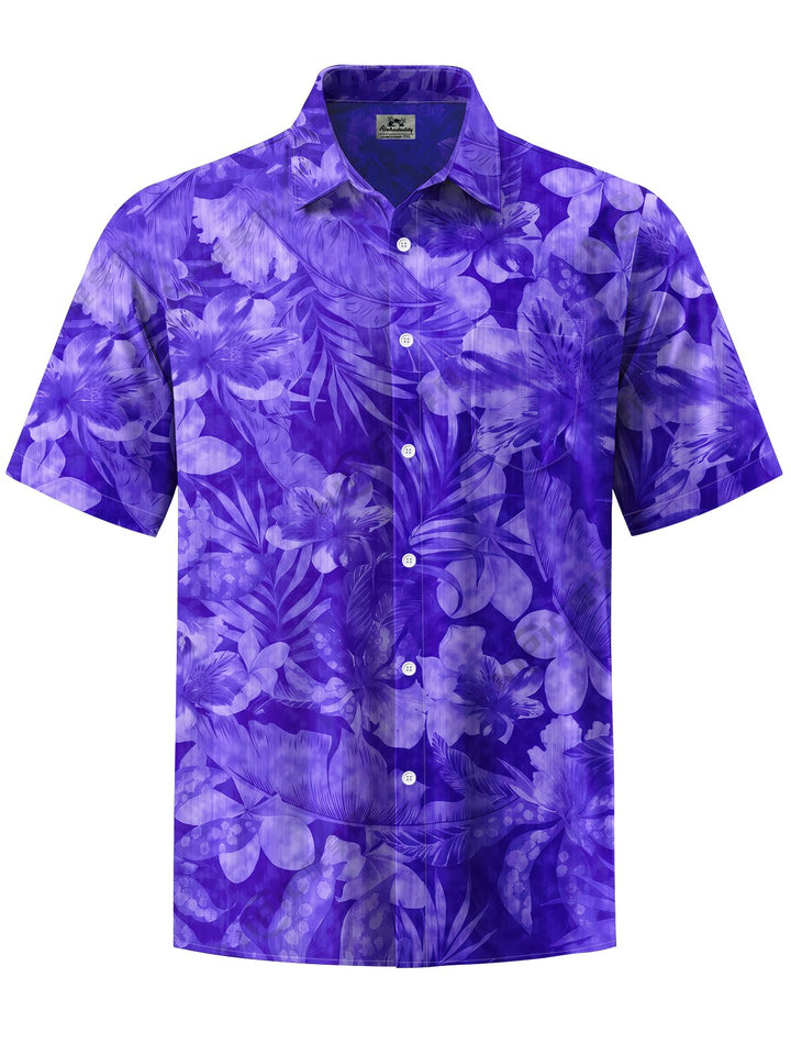 Alohadaddy® Hawaiian Flower Art Print Chest Pocket Mens Short Sleeve Shirts Big &amp; Tall