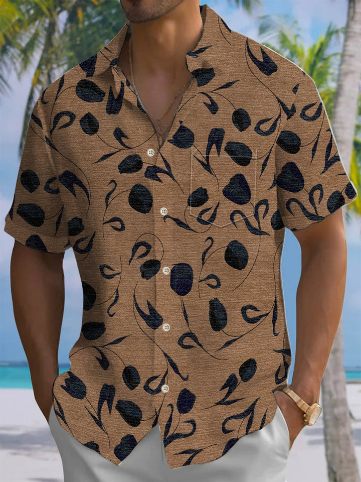 Alohadaddy® Vintage Leaves Art Print Chest Pocket Men&