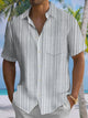 Alohadaddy® Casual Stripe Art Print Chest Pocket Men's Short Sleeve Shirt Big & Tall