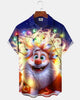 Alohadaddy® Holiday Christmas Santa Art Print Men's Button Pocket Short Sleeve Shirt Big & Tall