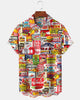 Alohadaddy® Retro Hawaiian Cocktail Poster Pizza Fries Men's Short-Sleeve Shirt