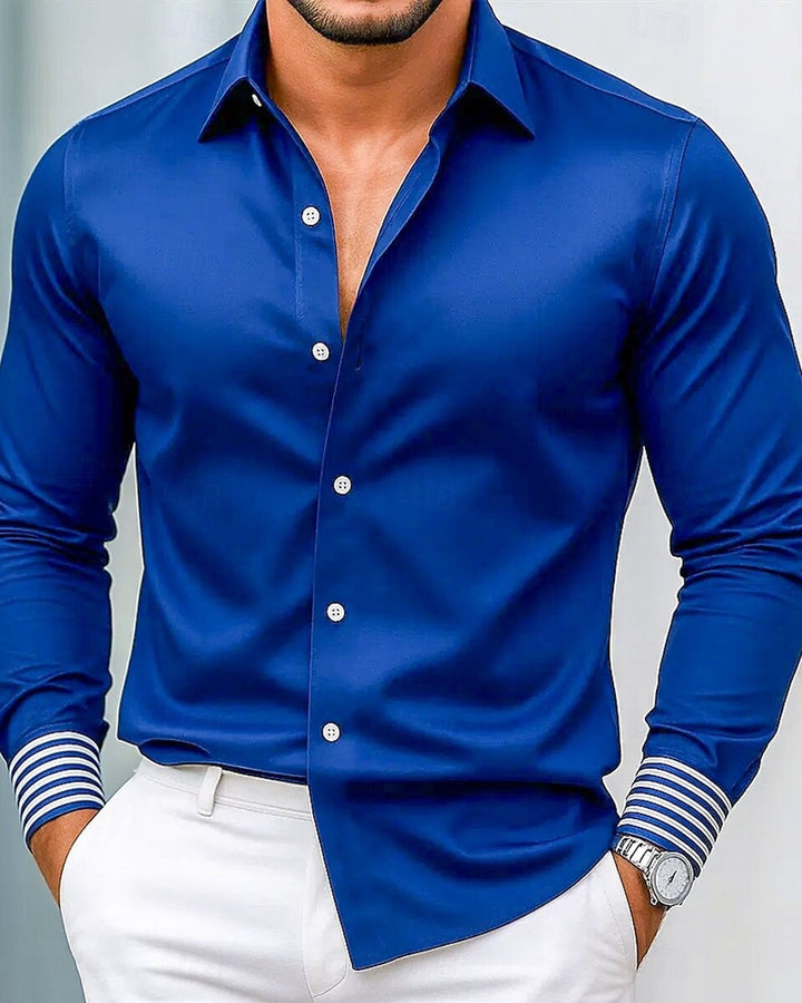Alohadaddy® Satin Basic Solid Color Striped Patchwork Men&
