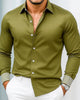 Alohadaddy® Satin Basic Solid Color Striped Patchwork Men's Long-Sleeve Shirt