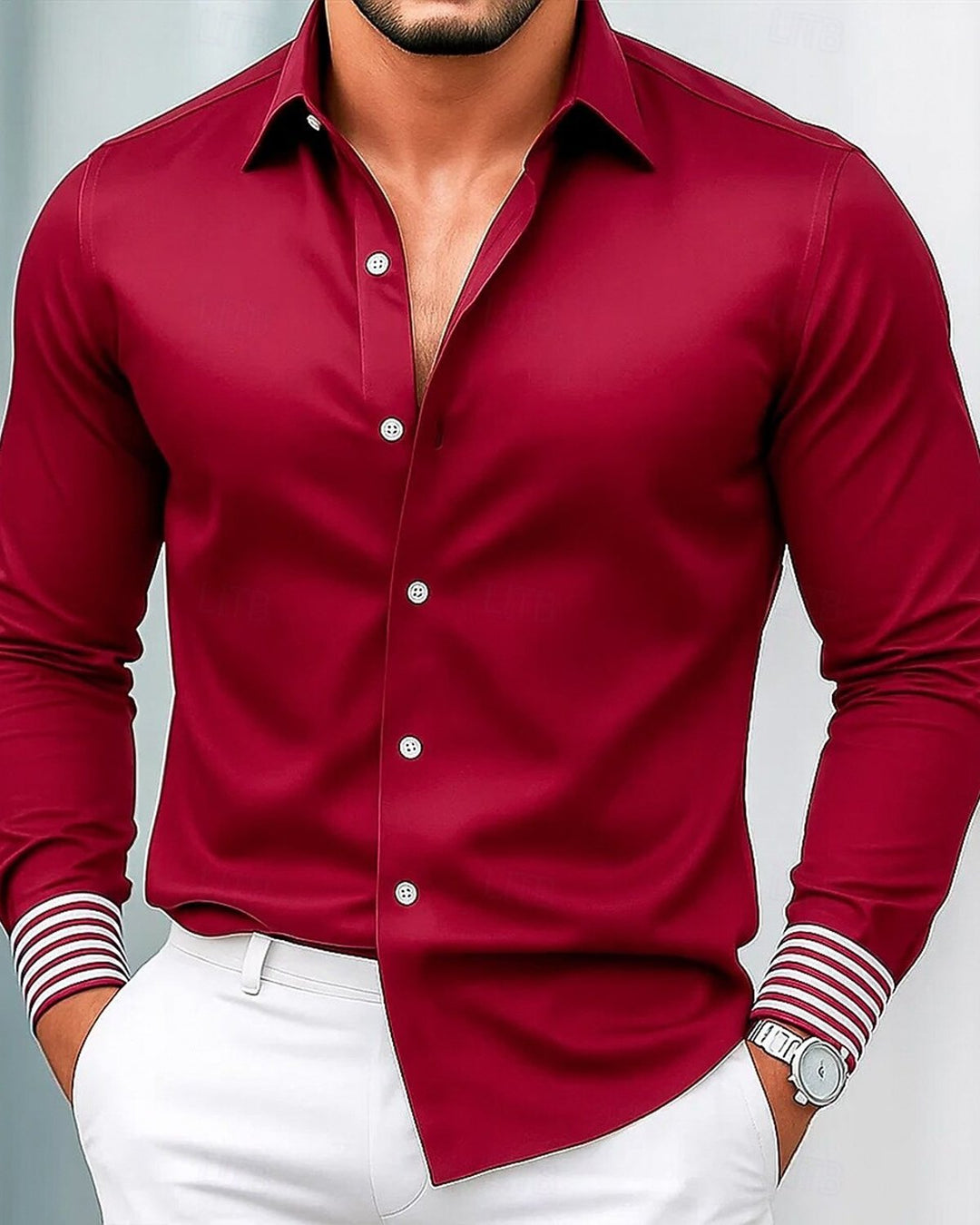 Alohadaddy® Satin Basic Solid Color Striped Patchwork Men&