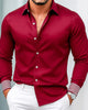 Alohadaddy® Satin Basic Solid Color Striped Patchwork Men's Long-Sleeve Shirt