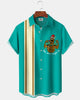 Alohadaddy® Hawaiian Retro Cartoon Christmas Movie Puppy Bowling Shirt Short-Sleeve Men's Shirt