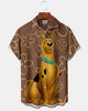 Alohadaddy® Retro Cartoon Movie Dog and Flower Men's Short-Sleeve Shirt