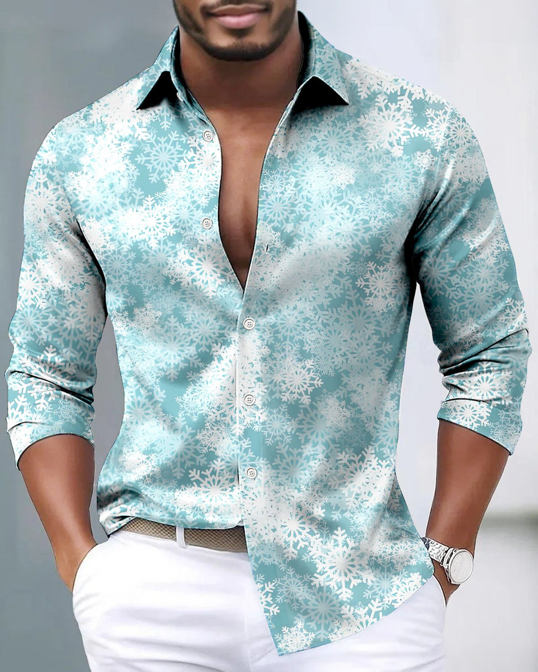 Alohadaddy® Satin Silk Holiday Christmas Snowflake Men&
