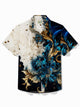 Alohadaddy Vintage Floral Art Print Men's Button Pocket Short Sleeve Shirt