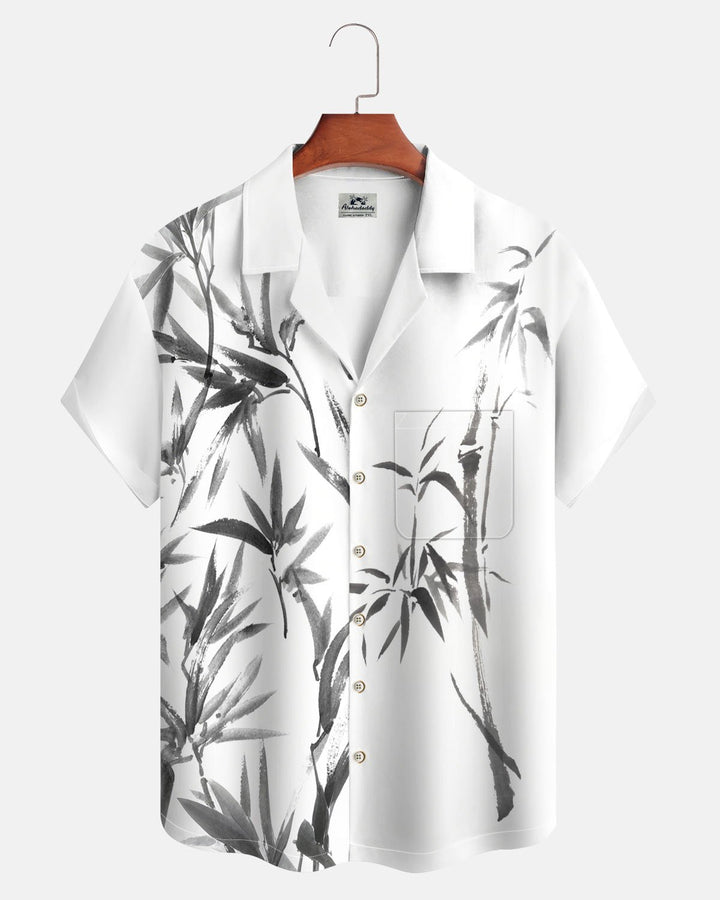 Alohadaddy® Casual Bamboo Print Artistic Button Pocket Cardigan Men&