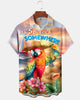 Alohadaddy® Hawaiian Tropical Floral 5 O'Clock Parrot Cocktail Short-Sleeve Shirt
