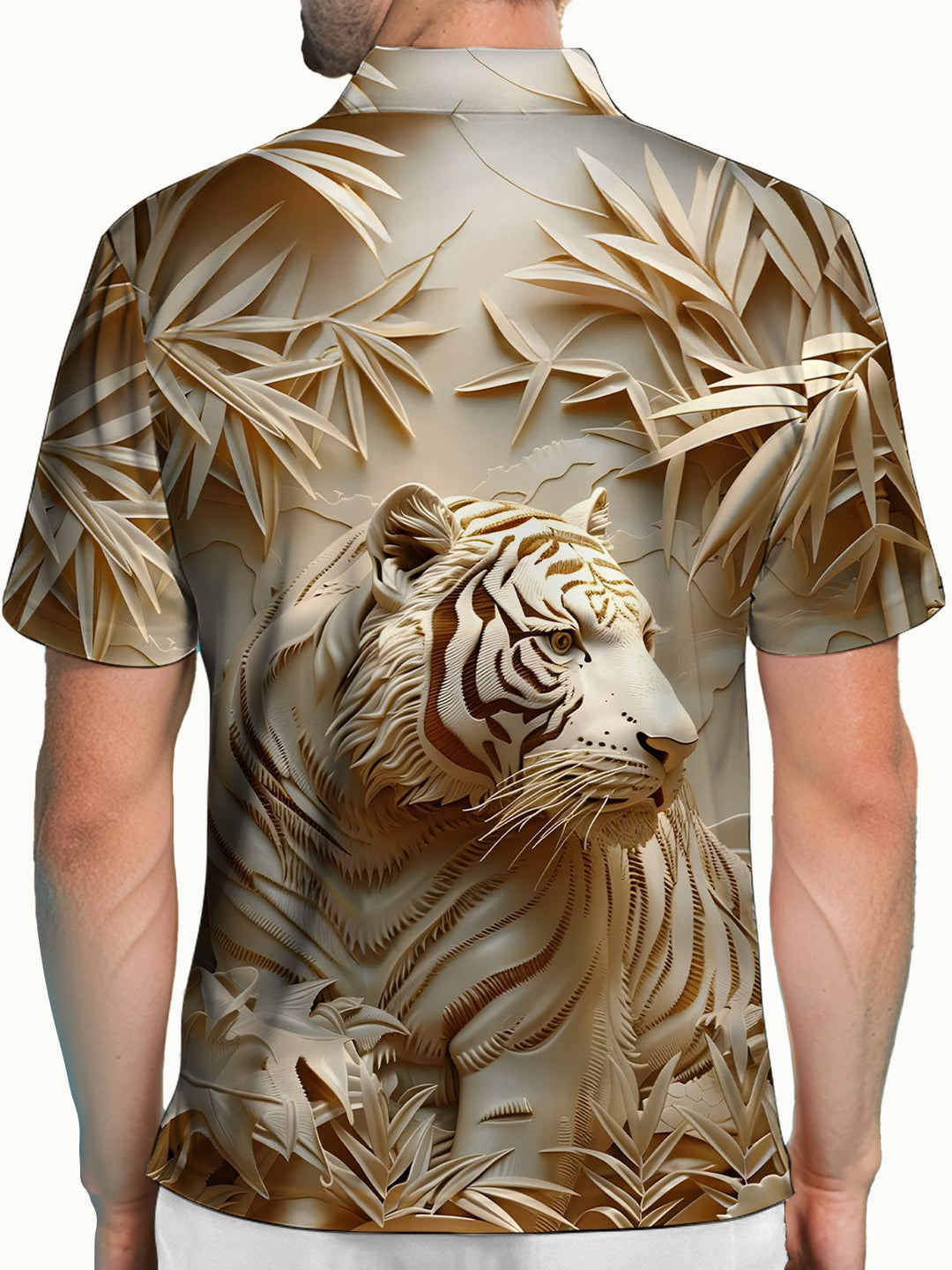 Alohadaddy® Retro 3D Abstract Tiger Short-Sleeve Polo Shirt