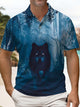 Alohadaddy® Retro Hawaiian Wolf Forest Short-Sleeve Polo Shirt