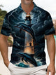 Alohadaddy® Hawaiian Sea Lighthouse Dolphin Short-Sleeve Polo Shirt